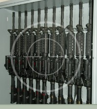 Combat Weapon Rack storing M4 rifles