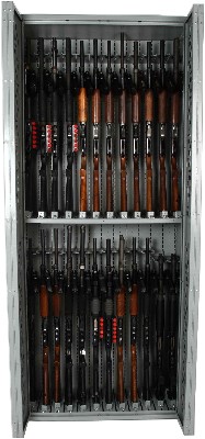 Shotgun Weapon Rack Storing 24 Shotguns and 24 M9s